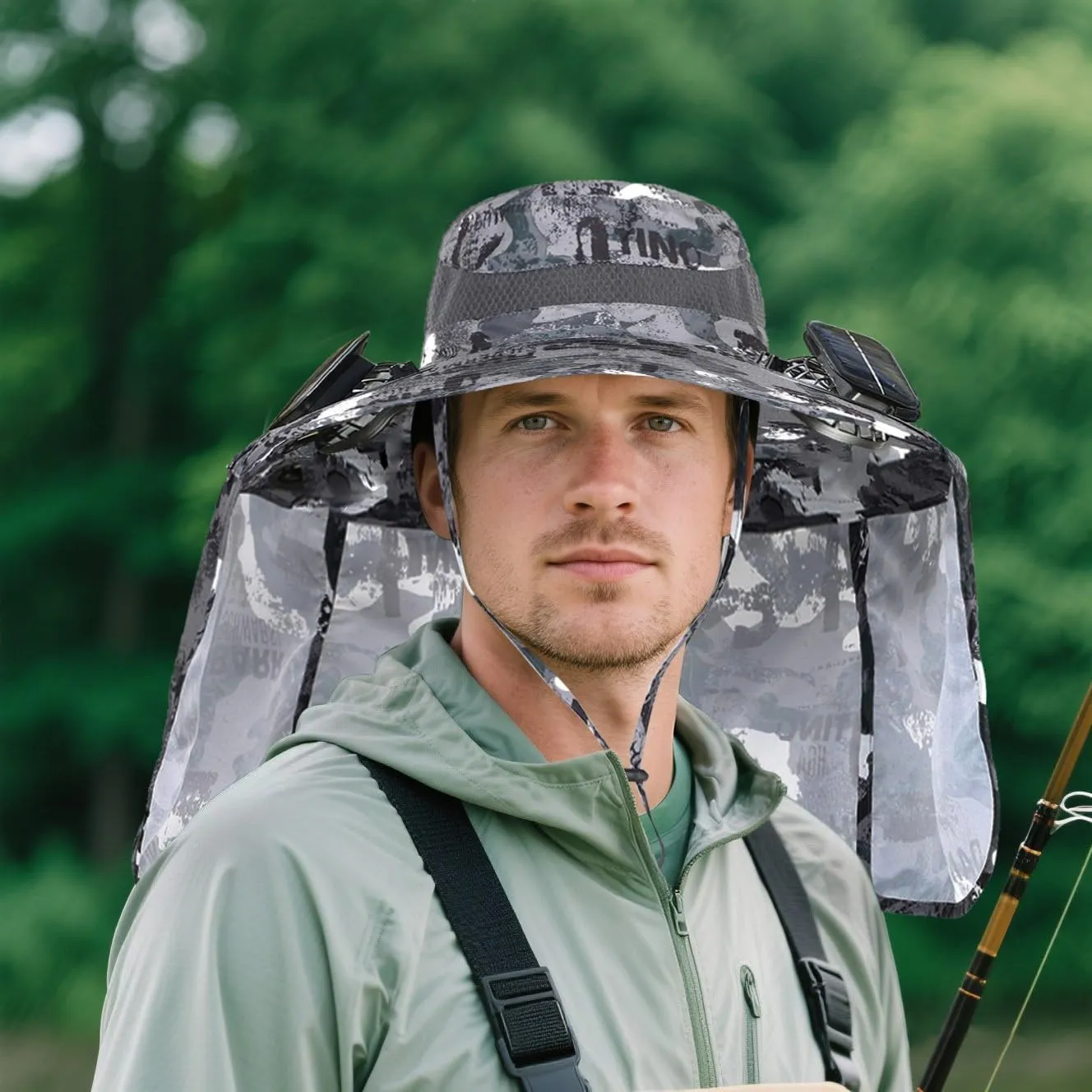 Outdoor Fan Wide Brim Sun Hat with 2 Solar Fan - 2025 Sun Bucket Hat for Men Women, Solar Power UPF 50  Bucket Fishing Beach