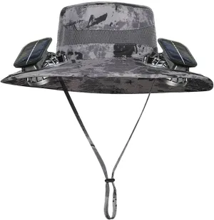 Outdoor Fan Wide Brim Sun Hat with 2 Solar Fan - 2025 Sun Bucket Hat for Men Women, Solar Power UPF 50  Bucket Fishing Beach