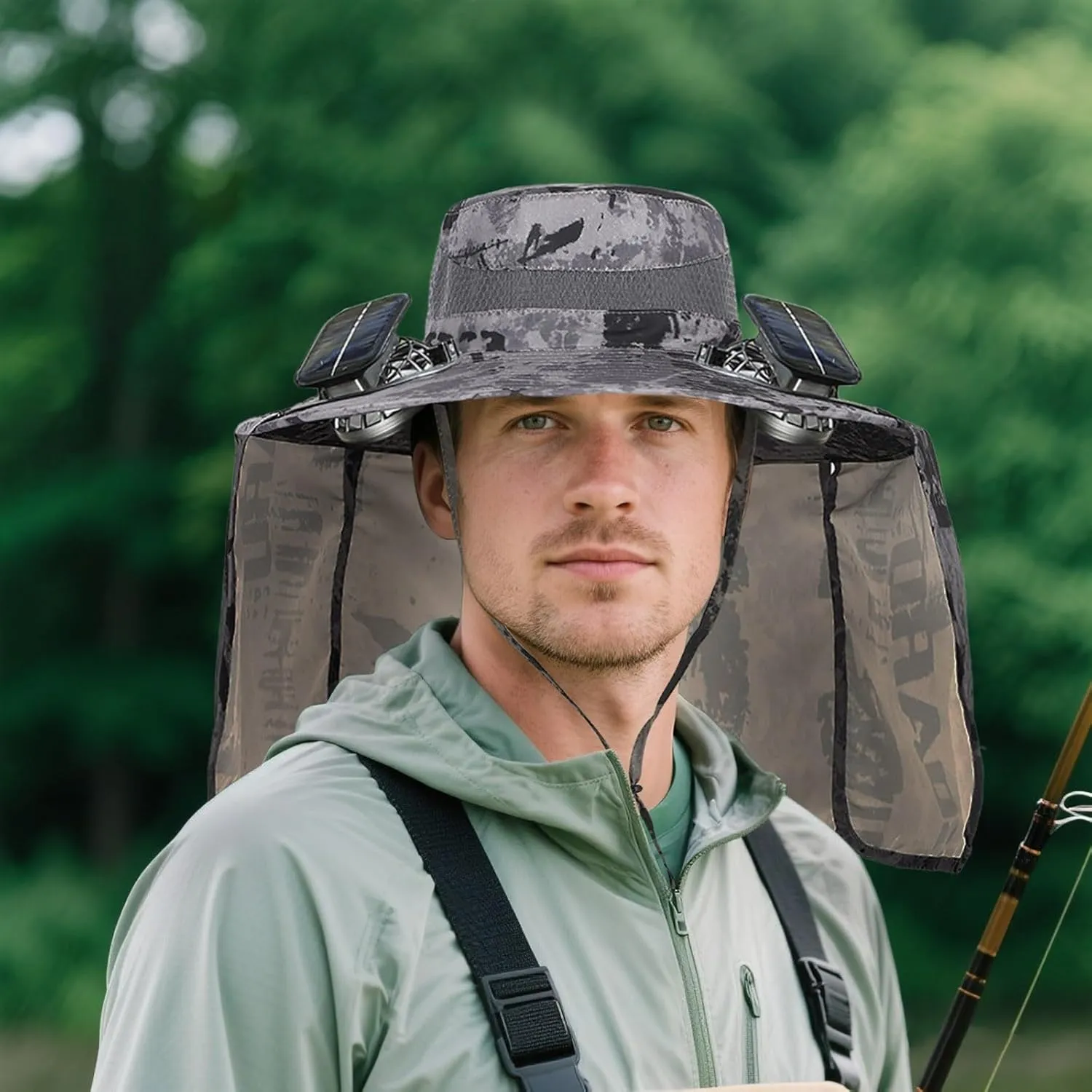 Outdoor Fan Wide Brim Sun Hat with 2 Solar Fan - 2025 Sun Bucket Hat for Men Women, Solar Power UPF 50  Bucket Fishing Beach