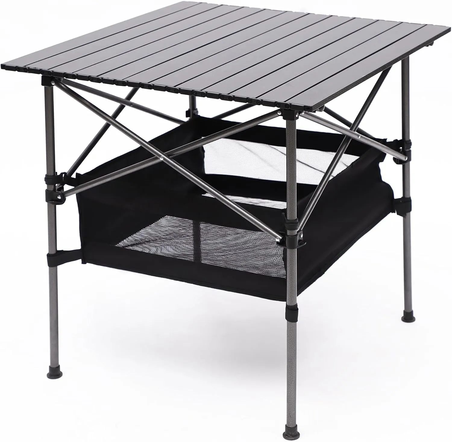 Outdoor Folding Camping Table and Chairs Set of 3, Lightweight Aluminum Roll-up Square Folding Table and 2 Camping Chairs for Indoor Outdoor Camping Picnics Beach Backyard BBQ Party Patio, Green