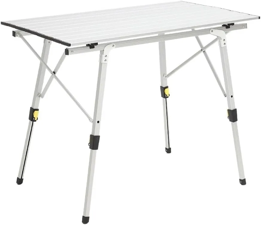 Outdoor Folding Portable Picnic Camping Table Adjustable Height Aluminum Roll Up Table with Carry Bag Lightweight Backpacking Table