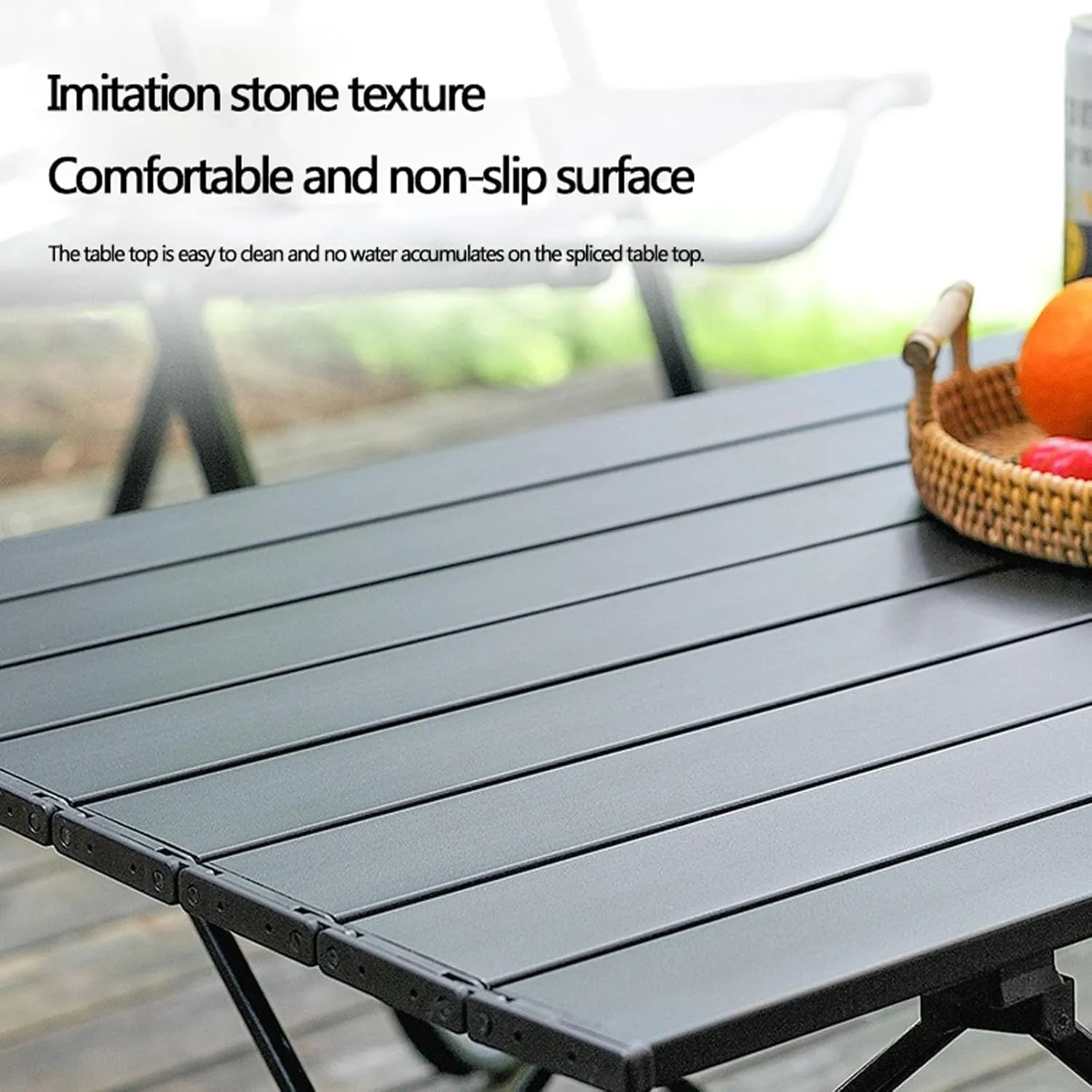 Outdoor Folding Table, Aluminum Alloy, Portable, Picnic Table and Chairs, Suitable for Outdoor Cooking, picnics and Camping, 26.7inx18.5inx15.7in, Black, 675756