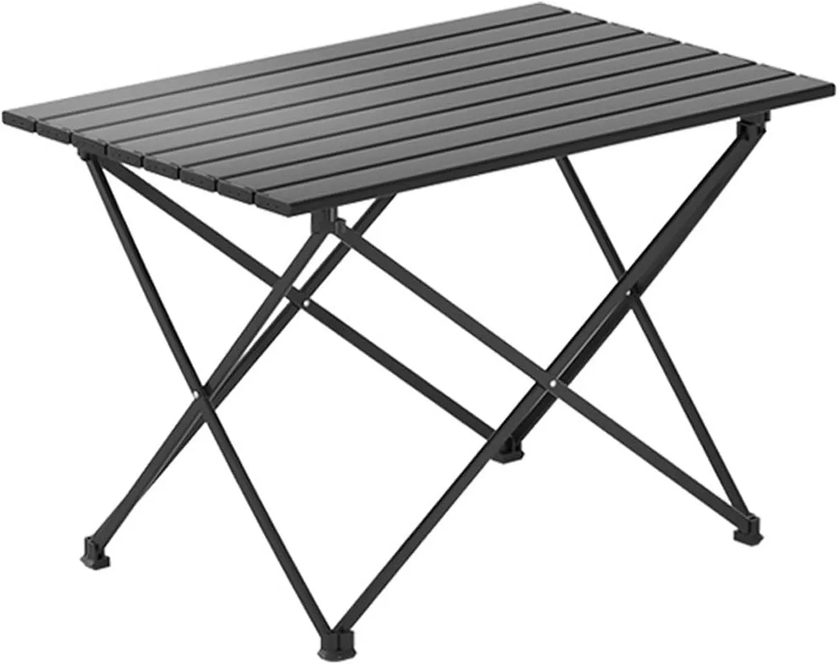 Outdoor Folding Table, Aluminum Alloy, Portable, Picnic Table and Chairs, Suitable for Outdoor Cooking, picnics and Camping, 26.7inx18.5inx15.7in, Black, 675756