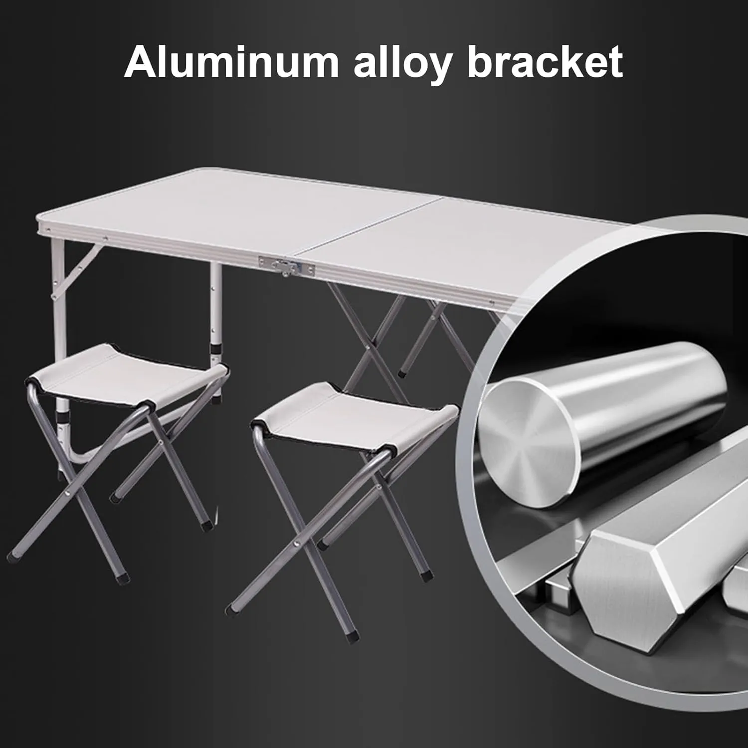 Outdoor Folding Table Heavy Duty Aluminum Alloy Height Adjustable Lightweight Camping Hiking Backpacking Picnic BBQ Portable Table for Picnic, Party, Camping White 1pc