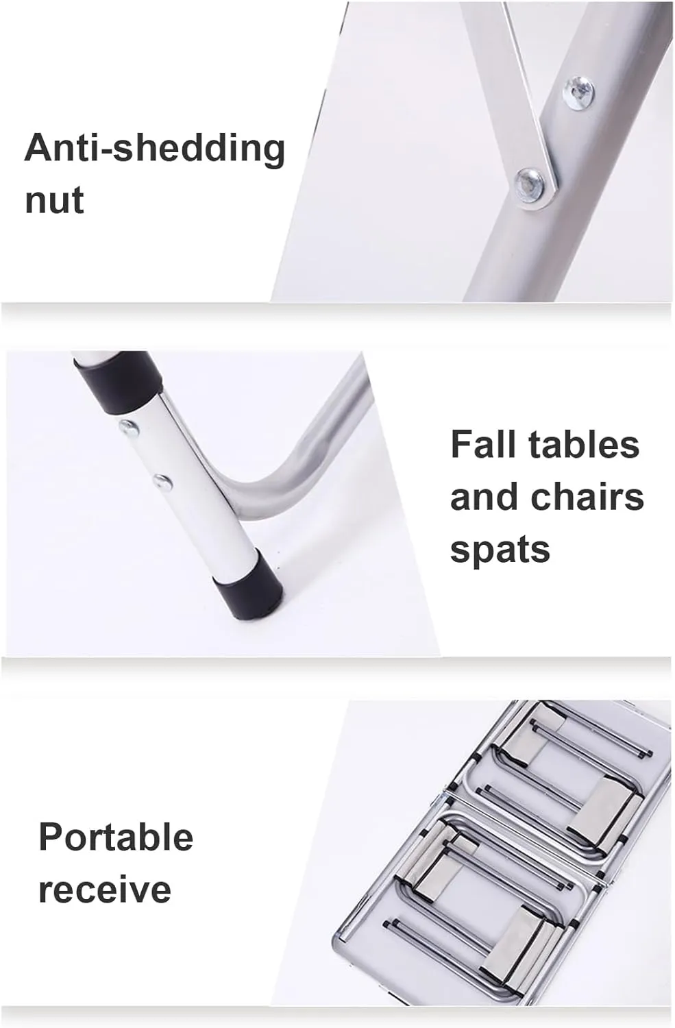 Outdoor Folding Table Heavy Duty Aluminum Alloy Height Adjustable Lightweight Camping Hiking Backpacking Picnic BBQ Portable Table for Picnic, Party, Camping White 1pc