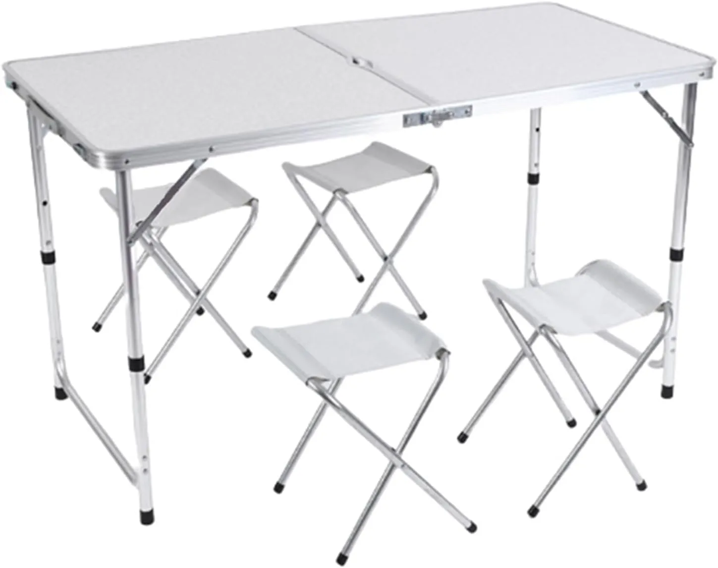 Outdoor Folding Table, Heavy Duty Aluminum Alloy, Height Adjustable Lightweight Portable Table with Carrying Handle, Camping and Party,White White 1pc