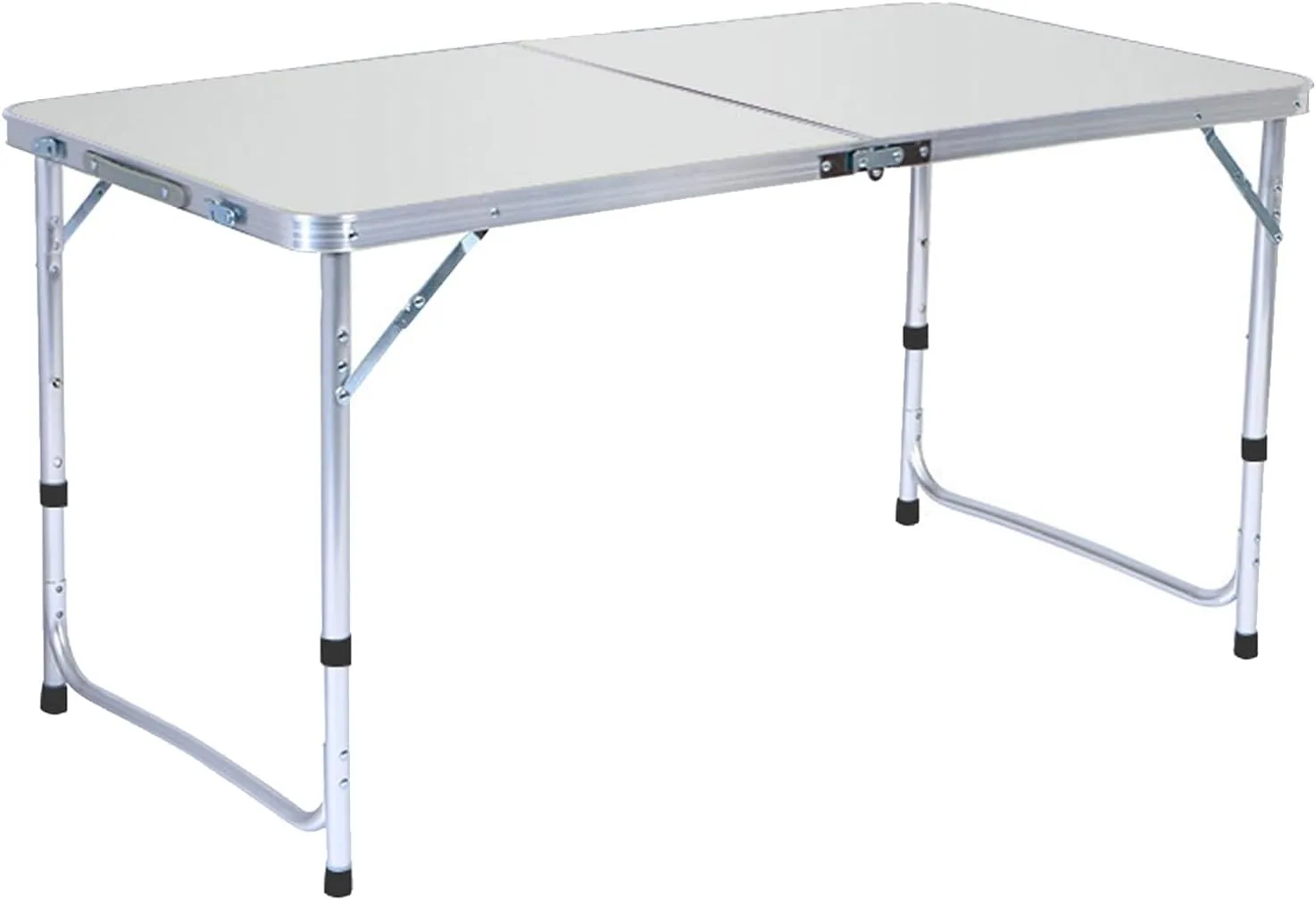 Outdoor Folding Table, Heavy Duty Aluminum Alloy, Height Adjustable Lightweight Portable Table with Carrying Handle, Camping and Party,White White 1pc