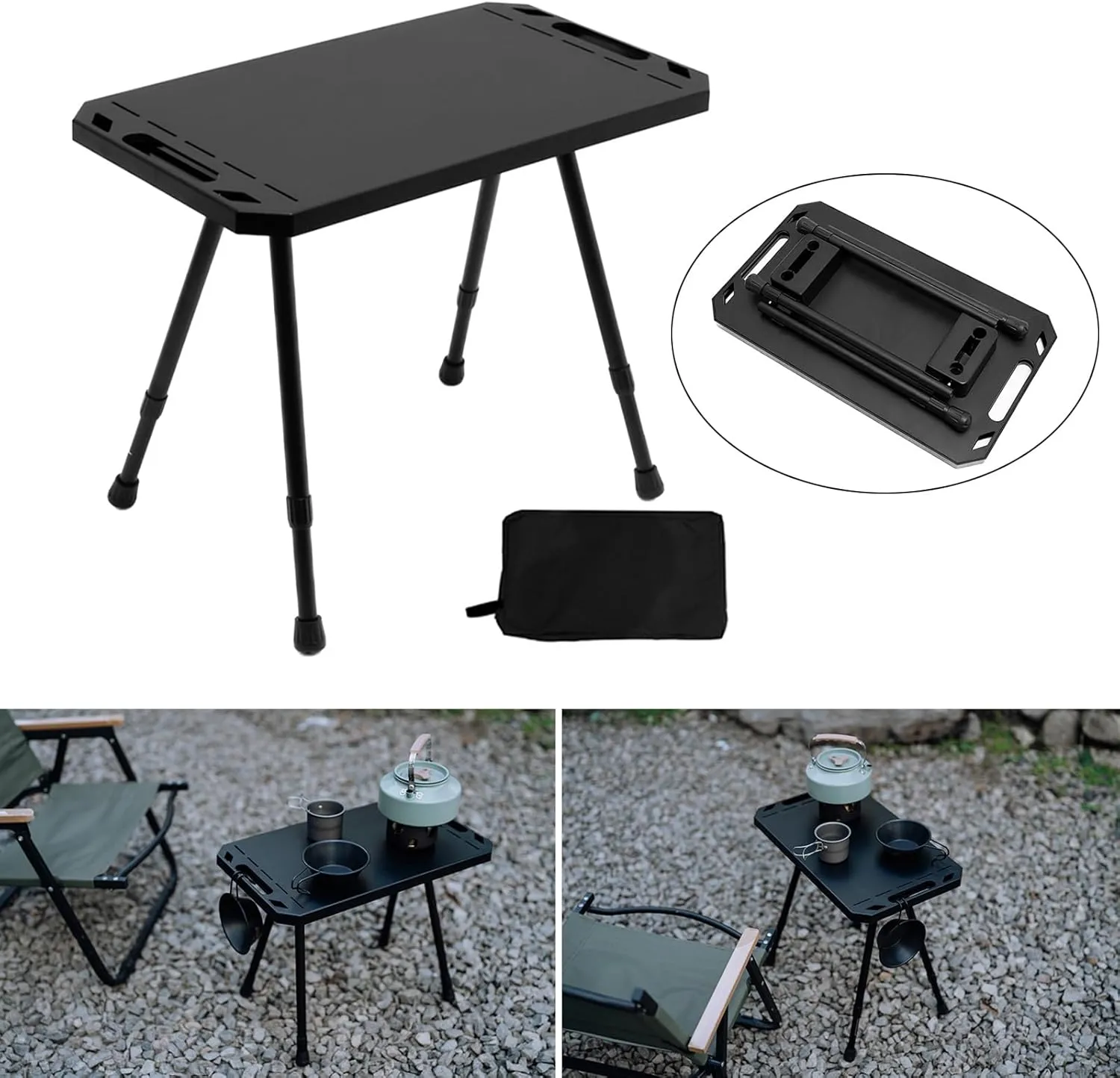 Outdoor Folding Table Portable Desk Aluminum Alloy Bracket Camping Table for Traveling BBQ Beachs