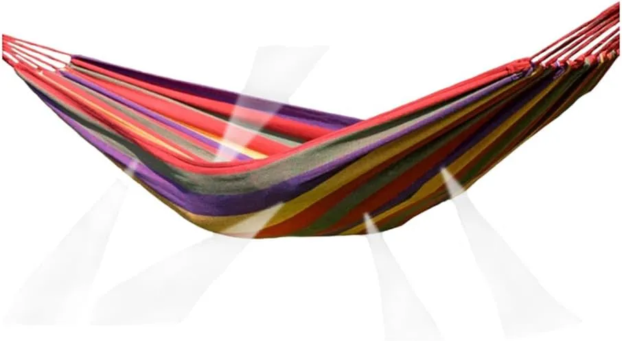 Outdoor Leisure Double 2 Person Thickening Hammock Camping Canvas Hammock (Red stripe, 200*150cm)