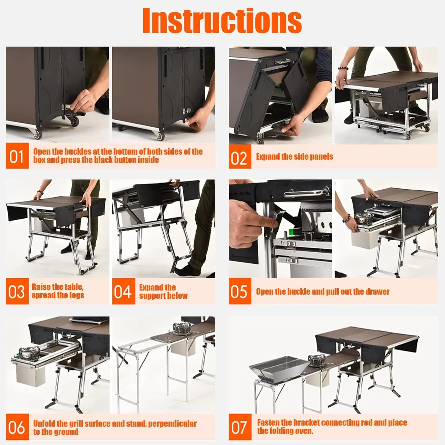 Outdoor Master Cook Station Aluminum Camping Table,Easy Carry Picnic Folding Table with kitchenware and Stove for RV BBQ Cooking Outdoor (Color : Package 3)