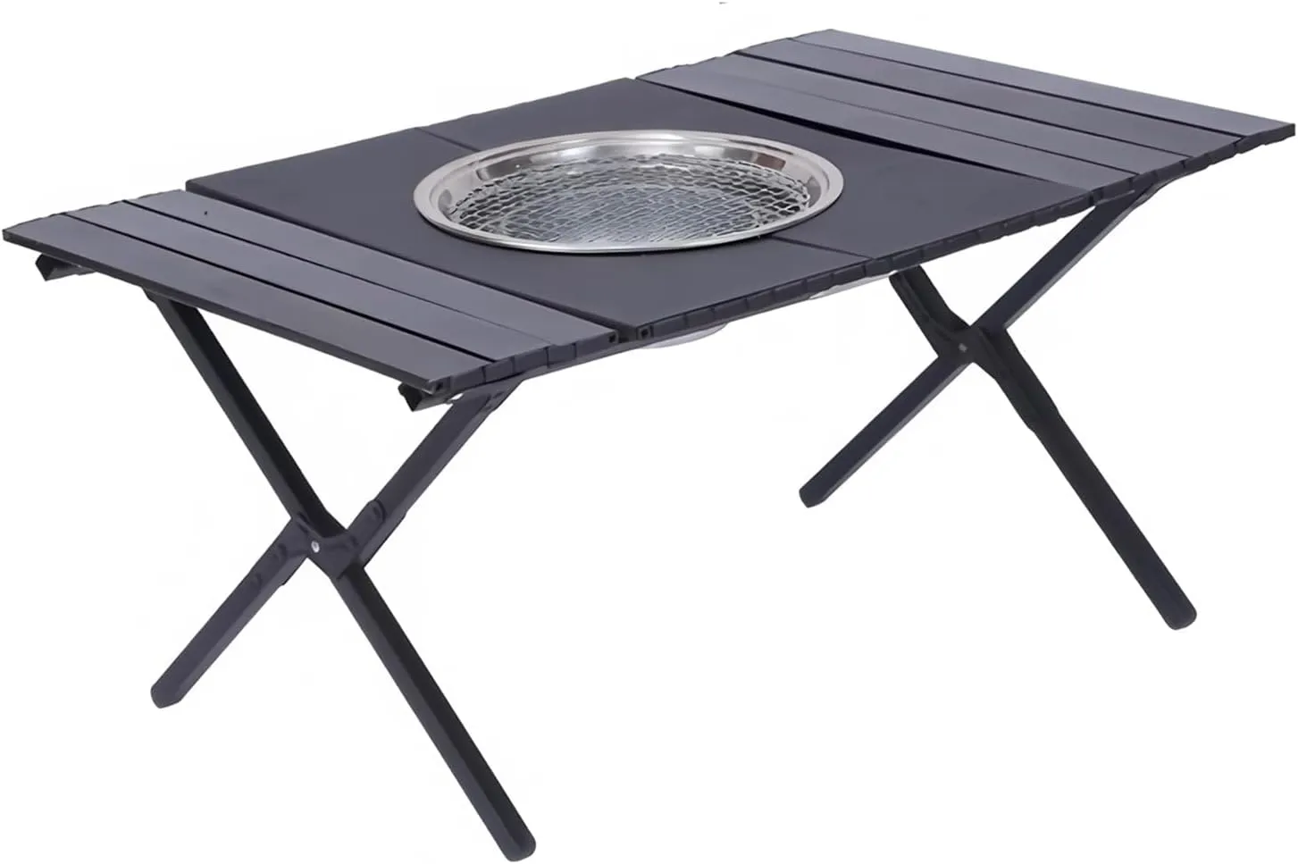 Outdoor Picnic Camping Table BBQ Grill Barbecue Table Folding Removable Quick Installation Lightweight with Storage Carrying Bag for Picnics, BBQ, RV Traveling(Black,90cm/35in)