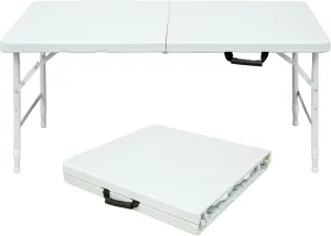 Outdoor Picnic Table 4ft Portable Folding Camping Table Maximum Weight 297lbs Foldable Camp Table for Indoor Outdoor Camping Picnics Beach Backyard BBQ Party Patio White