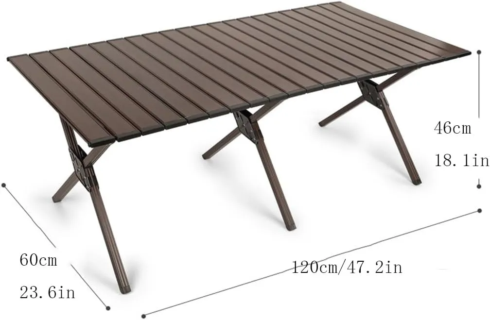 Outdoor Portable Picnic Table Aluminum Folding Camping Table Roll-Up Table with Carrying Bag