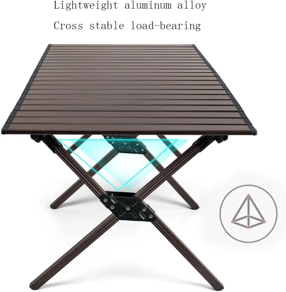 Outdoor Portable Picnic Table Aluminum Folding Camping Table Roll-Up Table with Carrying Bag