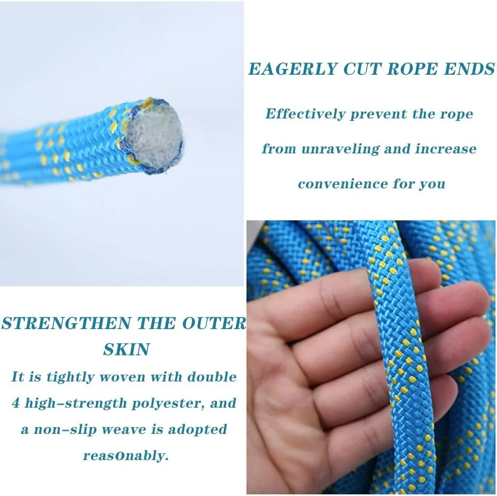 Outdoor Safety Rappelling Rop,8MM Static Escape Rope 30m with Parachute Rope for Tree Climbing & Rescue (Black, 8mm)