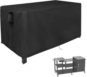 Outdoor Table Cover for Grill Station Prep Table, 64 inch Grill Table Cover Waterproof for Big Green Egg Table,Black-64 L x 24" W x 31" H