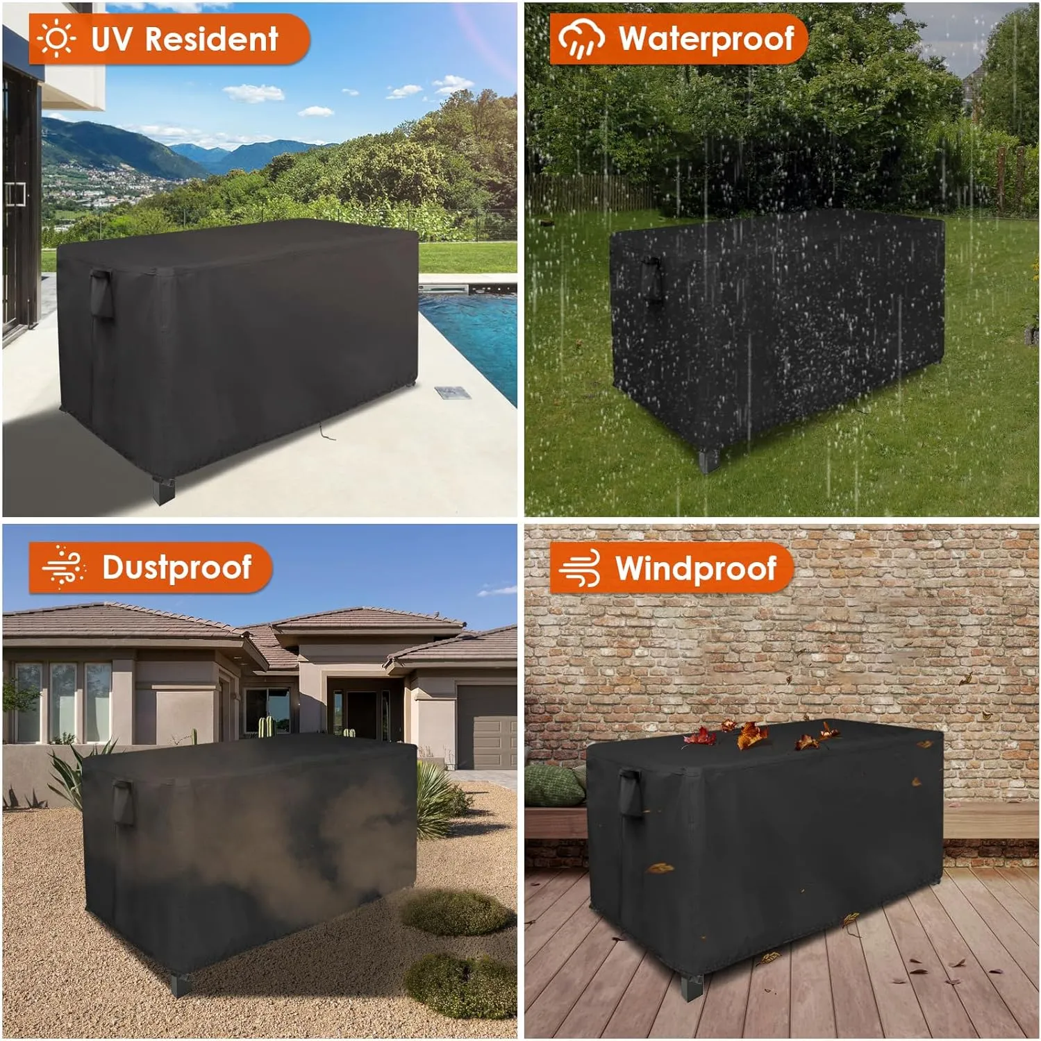 Outdoor Table Cover for Grill Station Prep Table, 64 inch Grill Table Cover Waterproof for Big Green Egg Table,Black-64 L x 24" W x 31" H