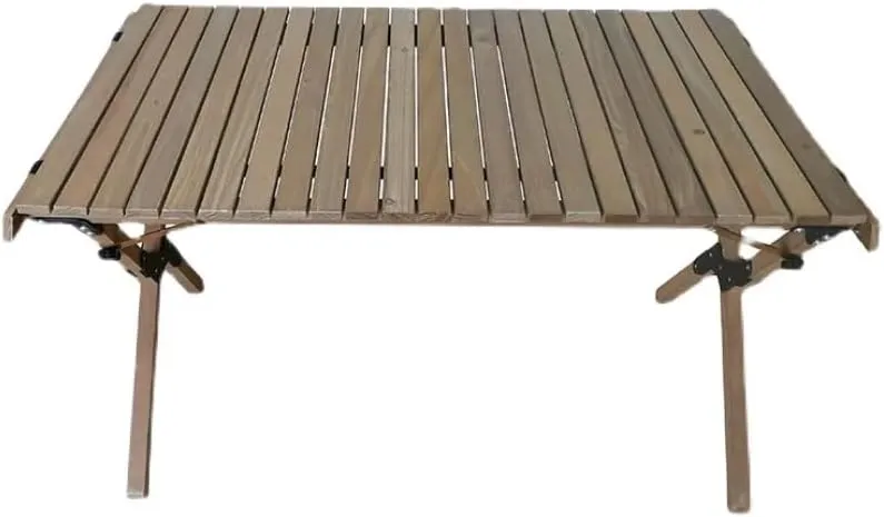 Outdoor Wooden Folding Picnic Table, Low Height Portable Roll up Camping Table with Carrying Bag, Lightweight Patio Dining Table for Travel, BBQ, Beach, Patio, Garden, Backyard, Indoor Use