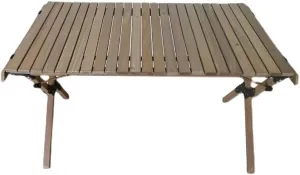 Outdoor Wooden Folding Picnic Table, Low Height Portable Roll up Camping Table with Carrying Bag, Lightweight Patio Dining Table for Travel, BBQ, Beach, Patio, Garden, Backyard, Indoor Use