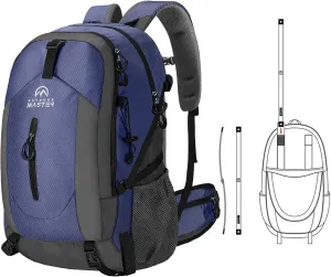 OutdoorMaster 50L Hiking Backpack with High Strength Aluminum Support, Lightweight Travel Daypack with Rain Cover, Waterproof Camping Bag for Men Women -Blue