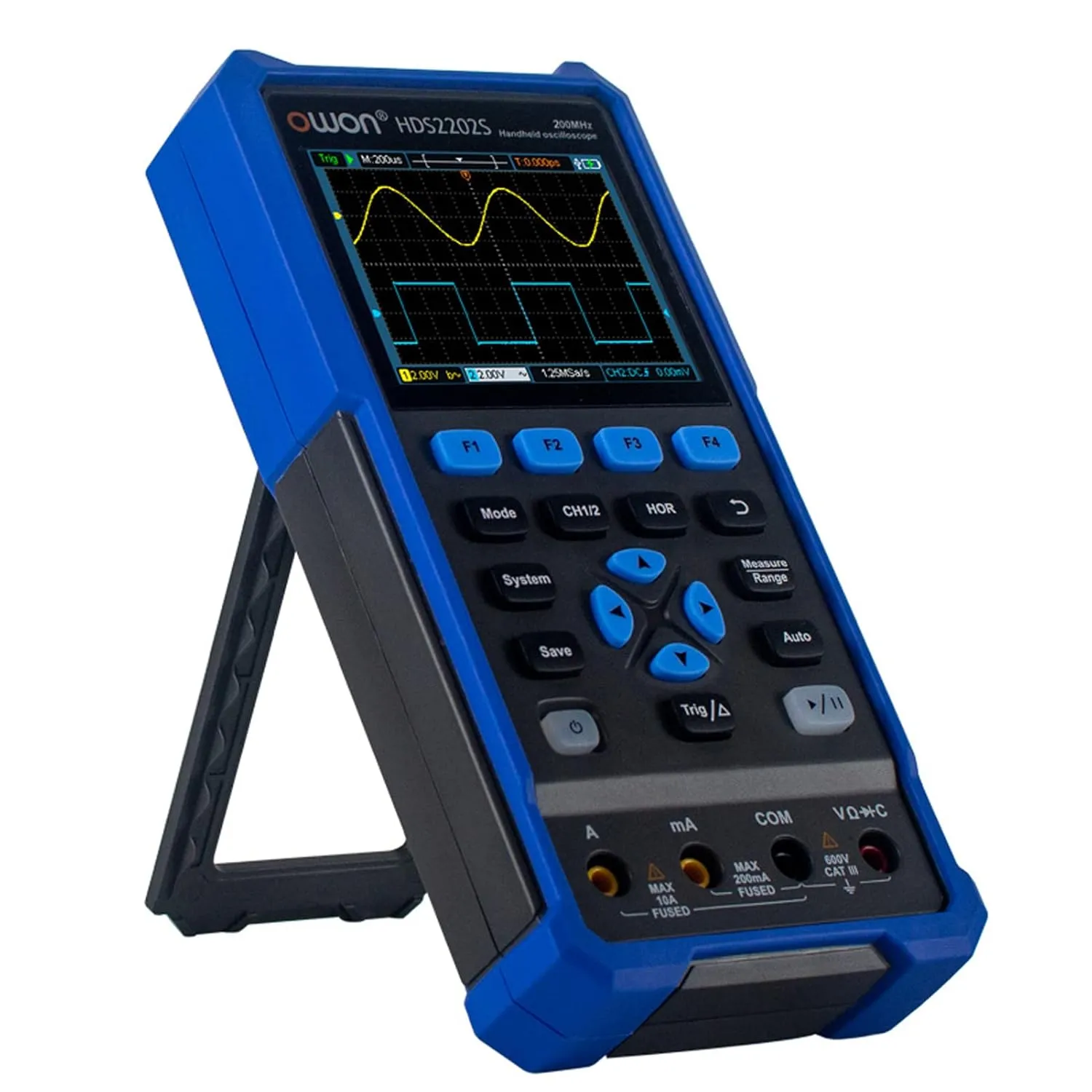 OWON HDS2202 2CH Handheld Oscilloscope 200MHz Bandwidth 20000 Counts Multiumeter OSC   DMM