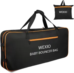 Padded Baby Bouncer Transport Bag, Waterproof Infant Bouncy Seat Travel Bag, Double Zipped Newborn Bouncer Cover with Shoulder Pad，15.7 x 4.7 x 35.4 Inches