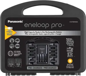 Panasonic K-KJ75KHC82A eneloop pro High Capacity Rechargeable Batteries Power Pack 8AA, 2AAA, Advanced Battery Charger with USB Charging Port and Plastic Storage Case