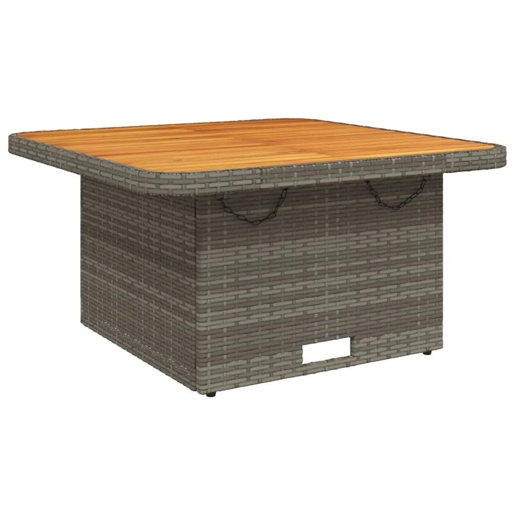 Patio Table Gray 31.5""x31.5""x28"" Poly Rattan and Acacia Wood