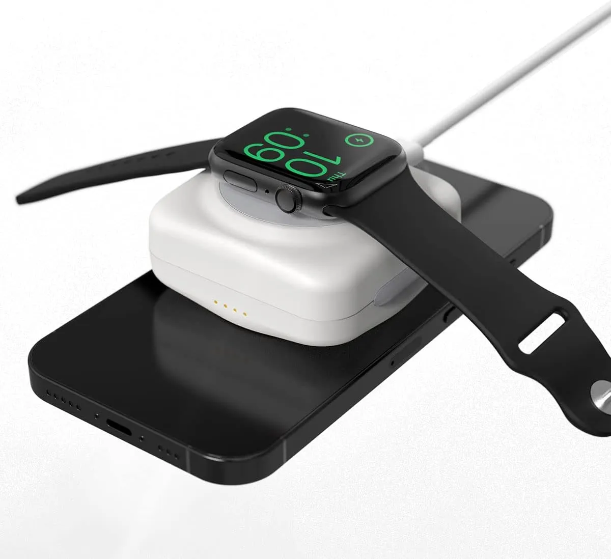 PB10DW 2-Port Portable Charger, Magnetic Wireless Fast Charging, 3000mA Power Bank APP Link Type-C Output OTA Upgrade Compatible with iWatch and iPhone 16/15/14/13/12 Series