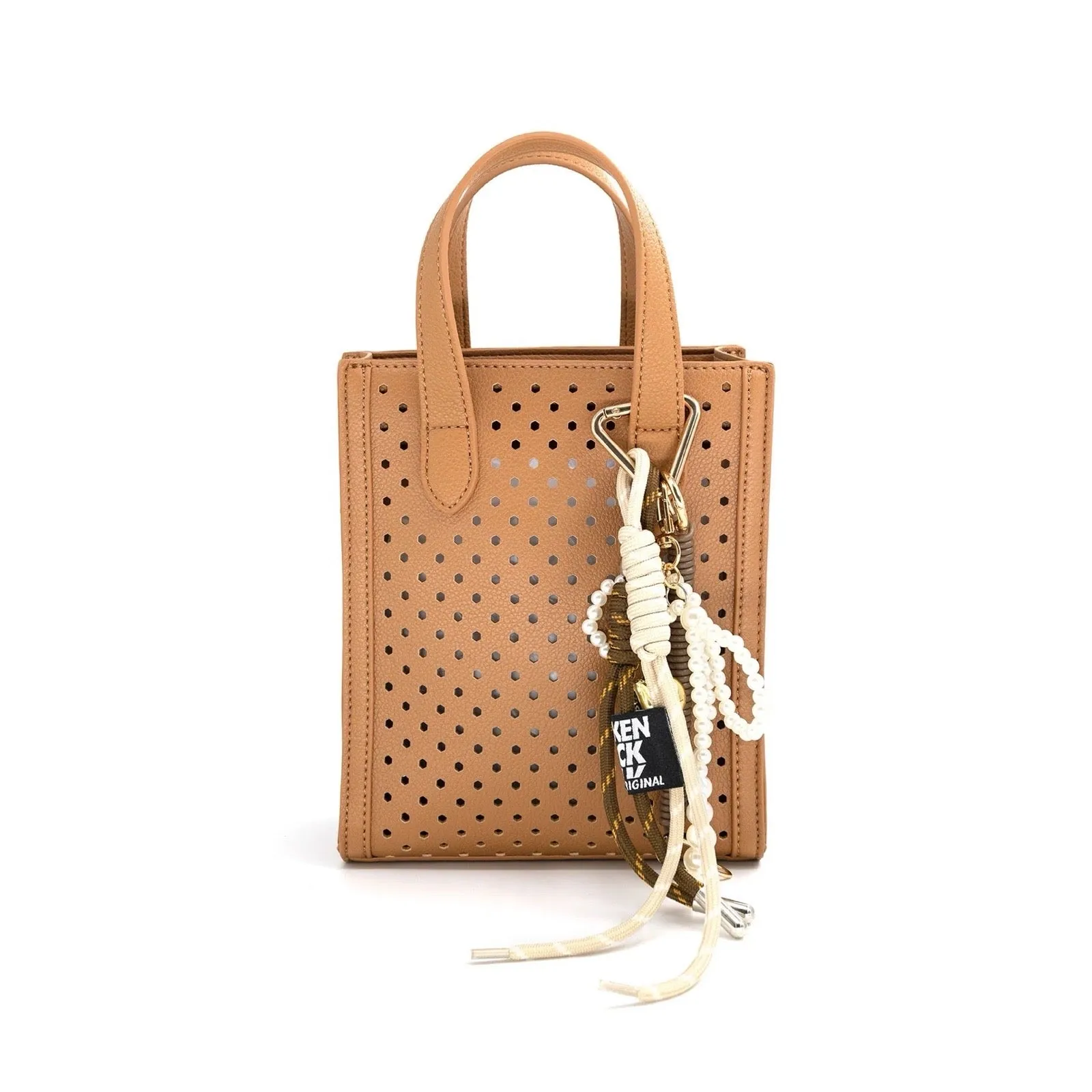 Perforated Charm Tote - White