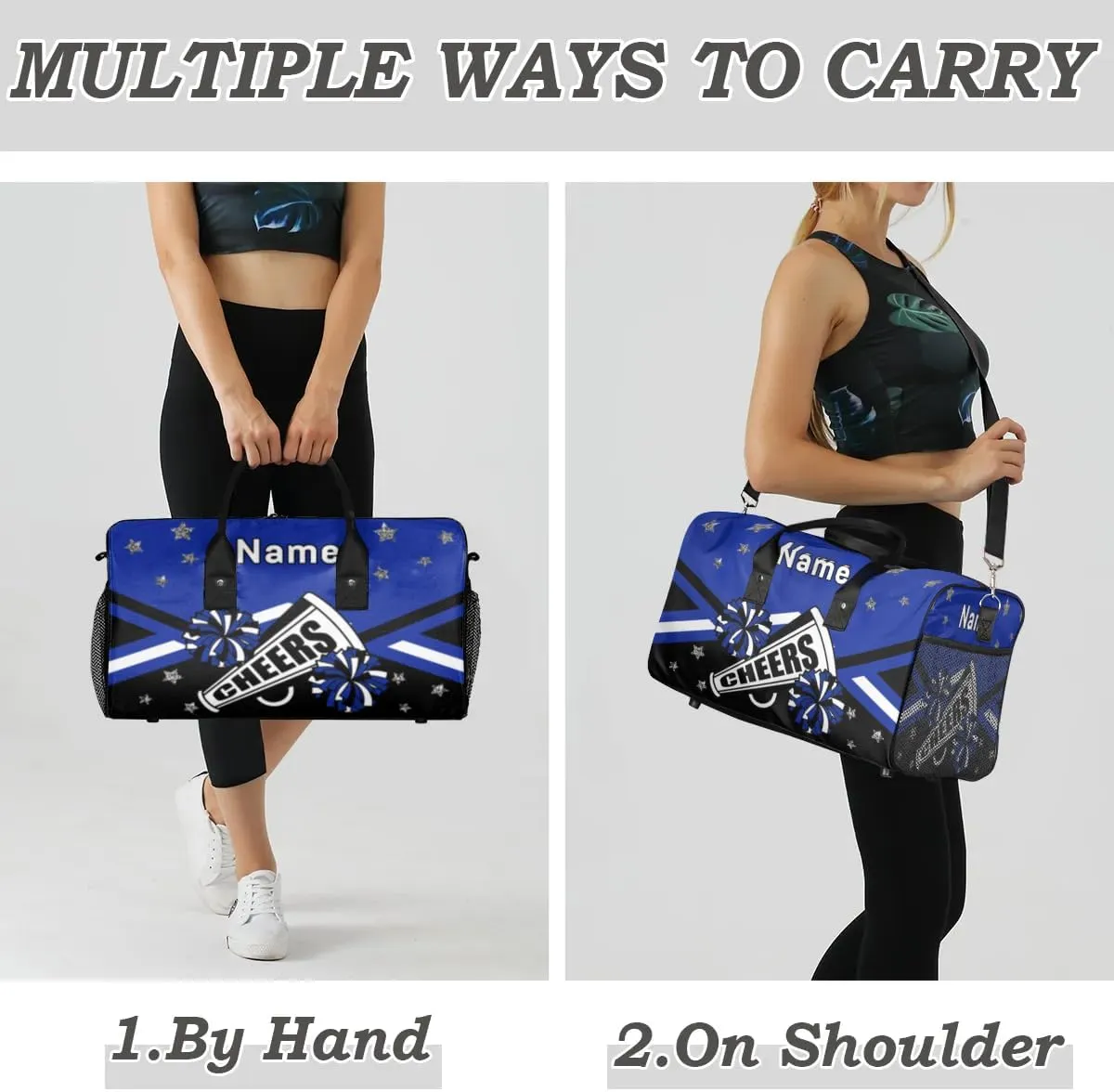 Personalized Cheer Bag Custom Cheerleader Bag with Name Customized Gym Bag Sport Travel Duffel Bag for Women, Dark Blue Black