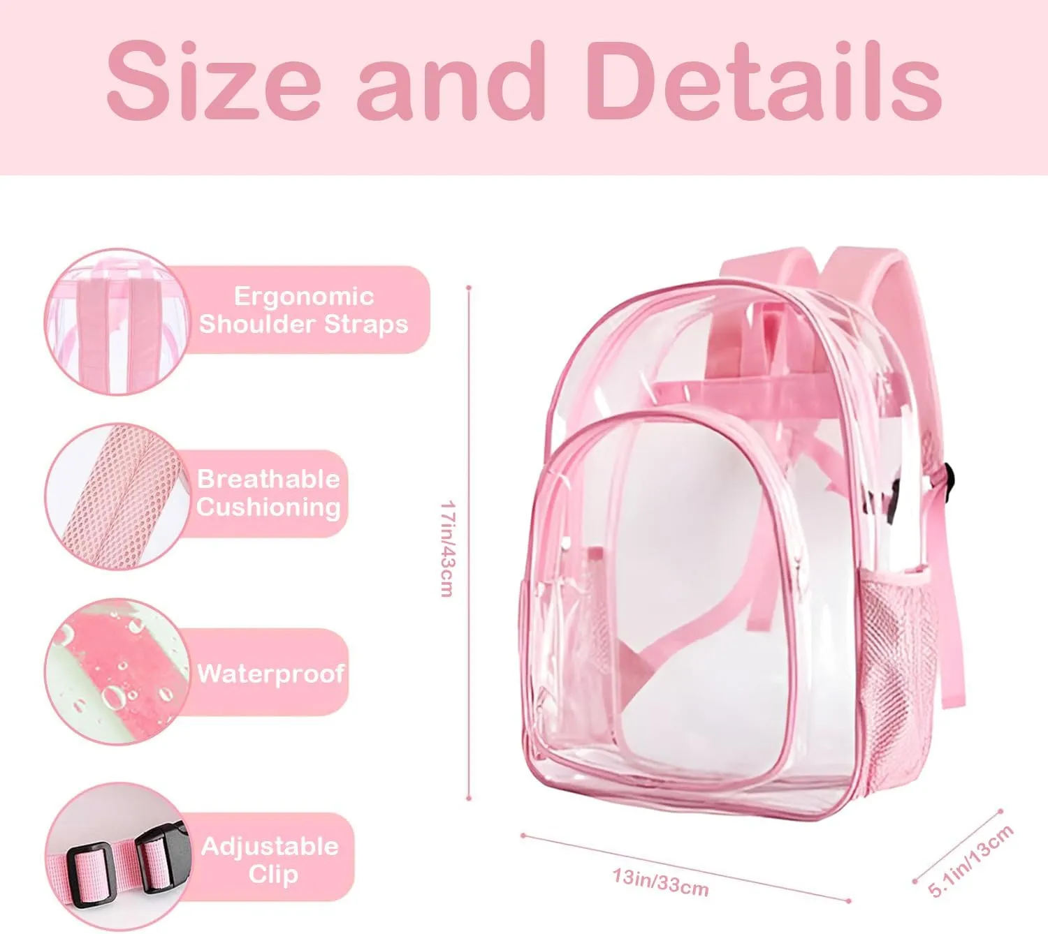 Personalized Clear Backpacks with Name, Custom Mermaid Clear Backpack for Gifts, with Reinforced Strap & Large Capacity PVC Transparent Waterproof Backpacks for Travel Camping Work