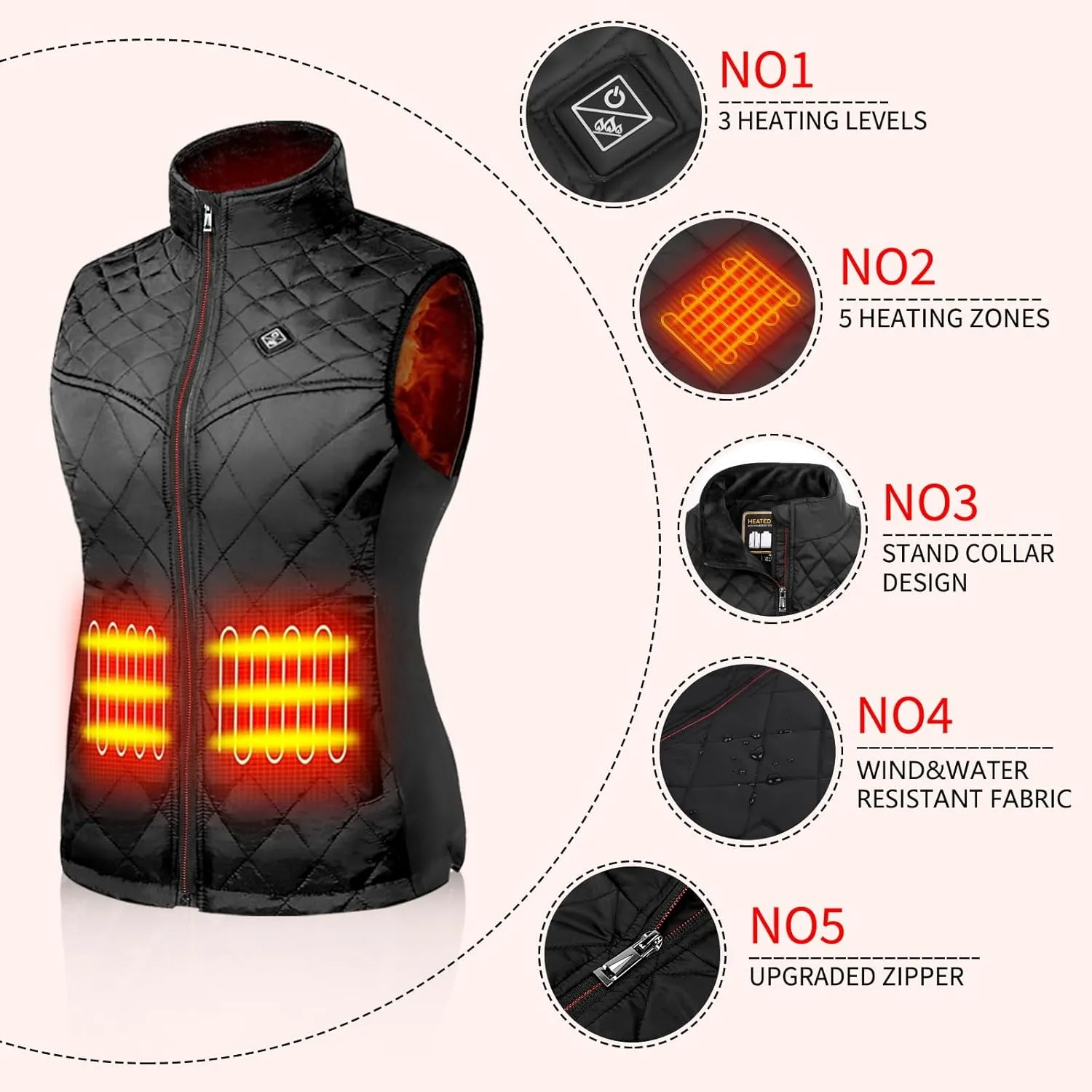 PETREL Heated Vest Women with Battery Pack, Rechargeable Lightweight Heating Warming for Hunting