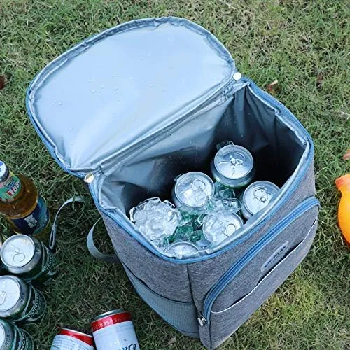 Picnic Bag Double Shoulder Outdoor Picnic Bag Large Frozen Ice Bag Insulation Bag Picnic Backpack(2)