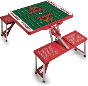 PICNIC TIME NCAA Cornell Big Red Football Field Folding Picnic Table - Camping Table - Outdoor Table with Umbrella Hole, (Red)