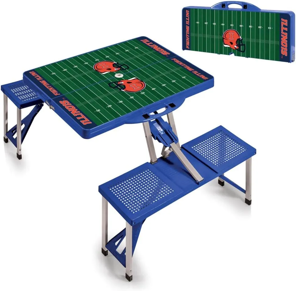 PICNIC TIME NCAA North Carolina Tar Heels Folding Picnic Table - Camping Table - Outdoor Table with Umbrella Hole