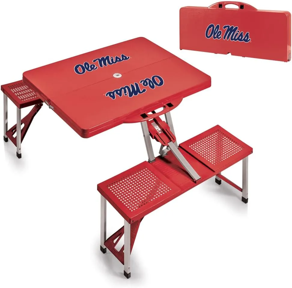 PICNIC TIME NCAA North Carolina Tar Heels Folding Picnic Table - Camping Table - Outdoor Table with Umbrella Hole