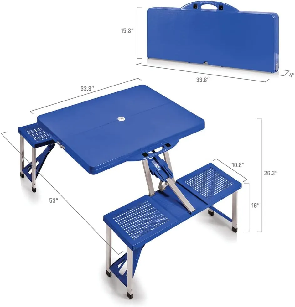 PICNIC TIME NCAA North Carolina Tar Heels Folding Picnic Table - Camping Table - Outdoor Table with Umbrella Hole