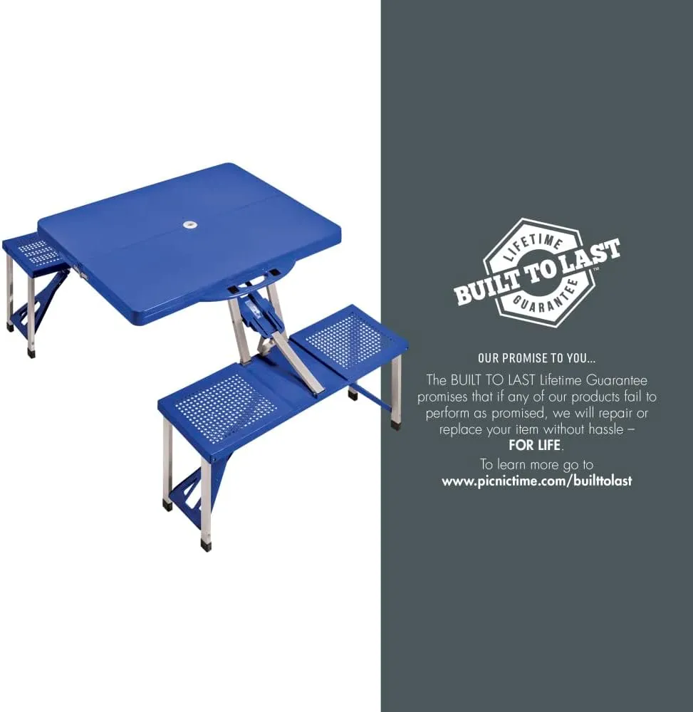 PICNIC TIME NCAA North Carolina Tar Heels Folding Picnic Table - Camping Table - Outdoor Table with Umbrella Hole