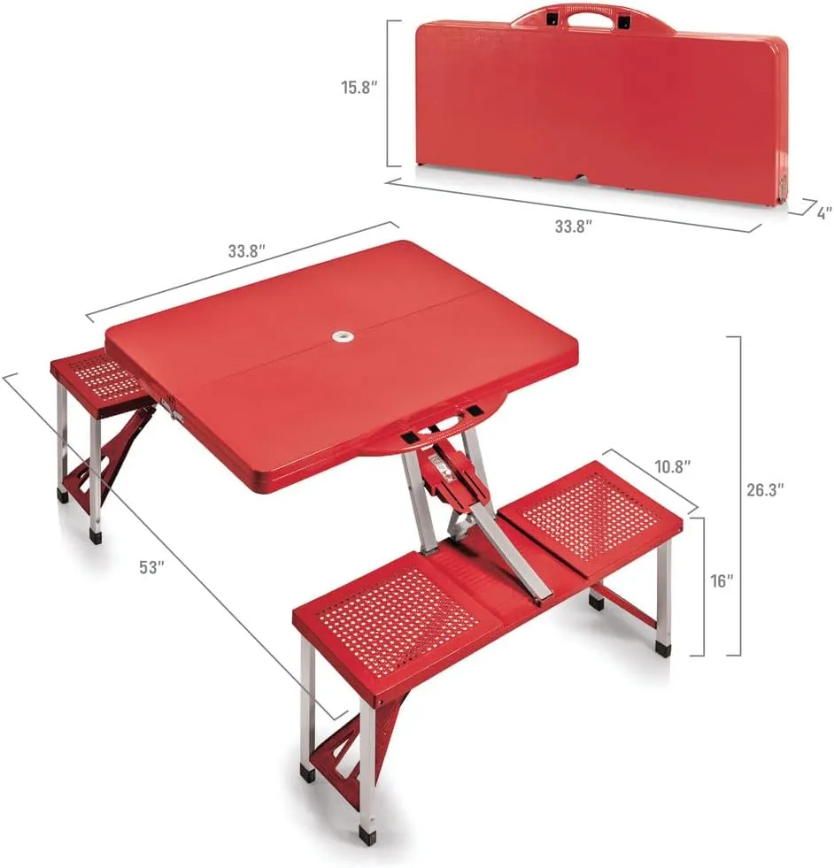 PICNIC TIME NCAA North Carolina Tar Heels Folding Picnic Table - Camping Table - Outdoor Table with Umbrella Hole