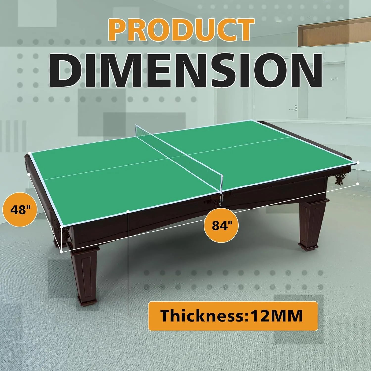 Ping Pong Table Top for Billiard Table, 7FT/8FT/9FT Foldable Table Tennis Table Topper for Pool Table, Indoor Outdoor Table Tennis Conversion Top w/Net & Premium Foam Padding