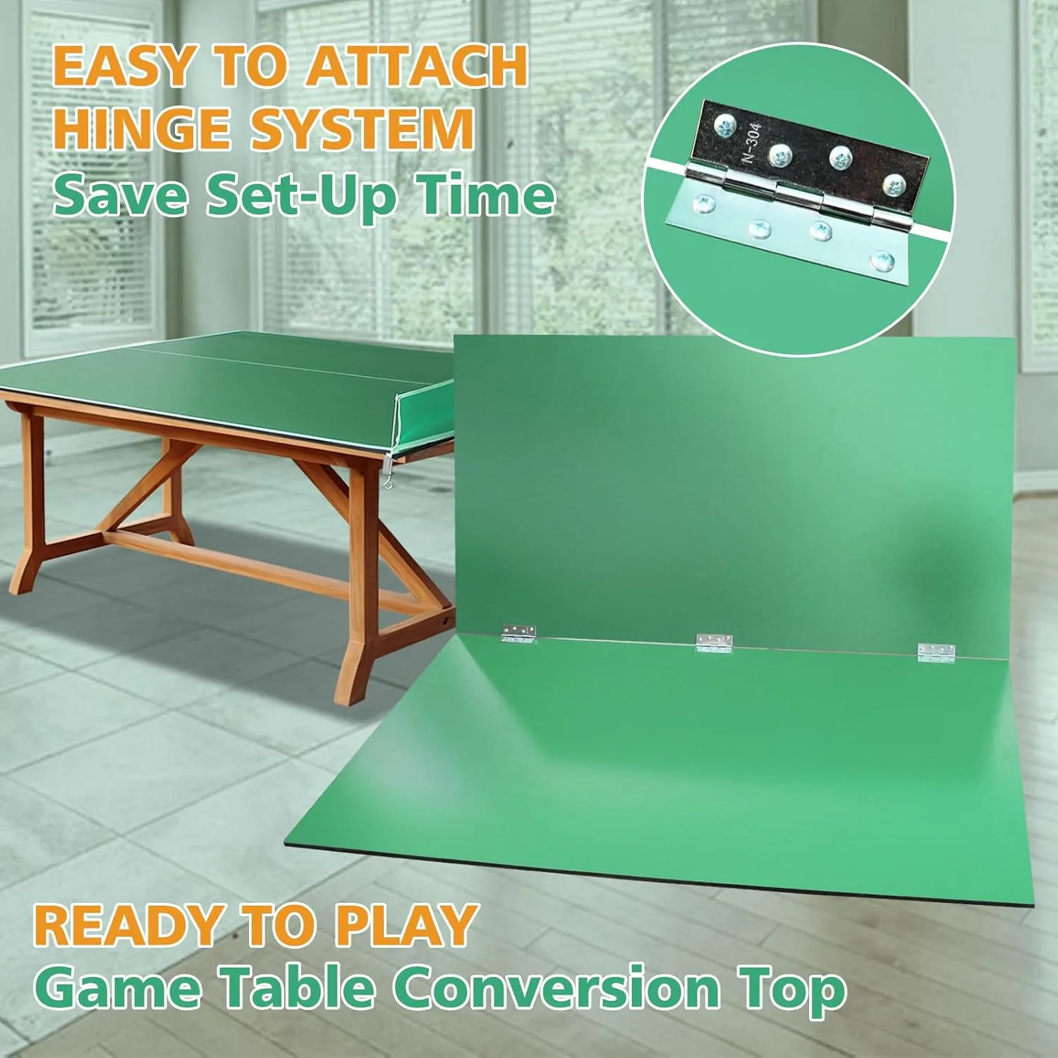 Ping Pong Table Top for Billiard Table, 7FT/8FT/9FT Foldable Table Tennis Table Topper for Pool Table, Indoor Outdoor Table Tennis Conversion Top w/Net & Premium Foam Padding