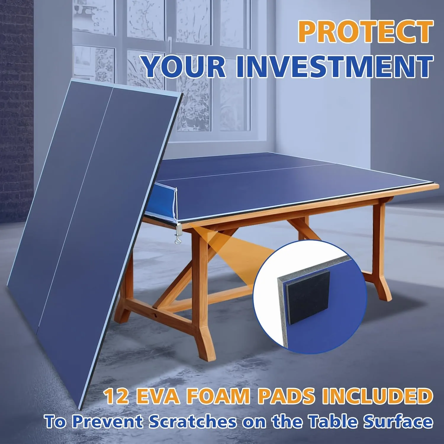 Ping Pong Table Top for Billiard Table, 96" Foldable Table Tennis Table Topper for Pool Table, Indoor Outdoor Table Tennis Conversion Top w/Net & Premium Foam Padding, Lightweight and Portable