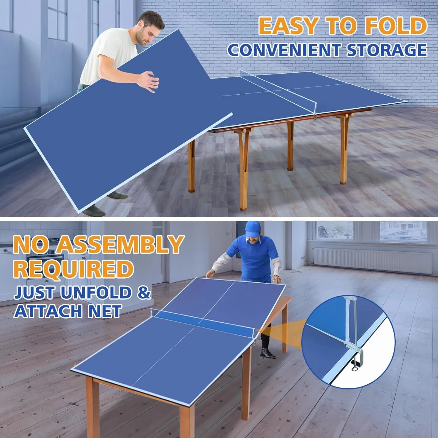 Ping Pong Table Top for Billiard Table, 96" Foldable Table Tennis Table Topper for Pool Table, Indoor Outdoor Table Tennis Conversion Top w/Net & Premium Foam Padding, Lightweight and Portable