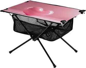 Pink Heart Portable Folding Camping Table, Compact Lightweight Beach Table with Carrying Bag for Outdoor Picnics, BBQs, Camp