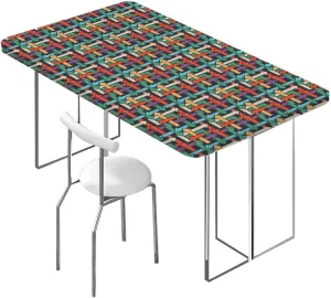 Pink Turquoise Light Yellow Elastic Fitted Picnic Table Cover Arrows Modern Trendy Rectangle Table Cloth Reusable Table Cover for Picnic Dining Decoration Abstract Fits up 4 Foot Tables