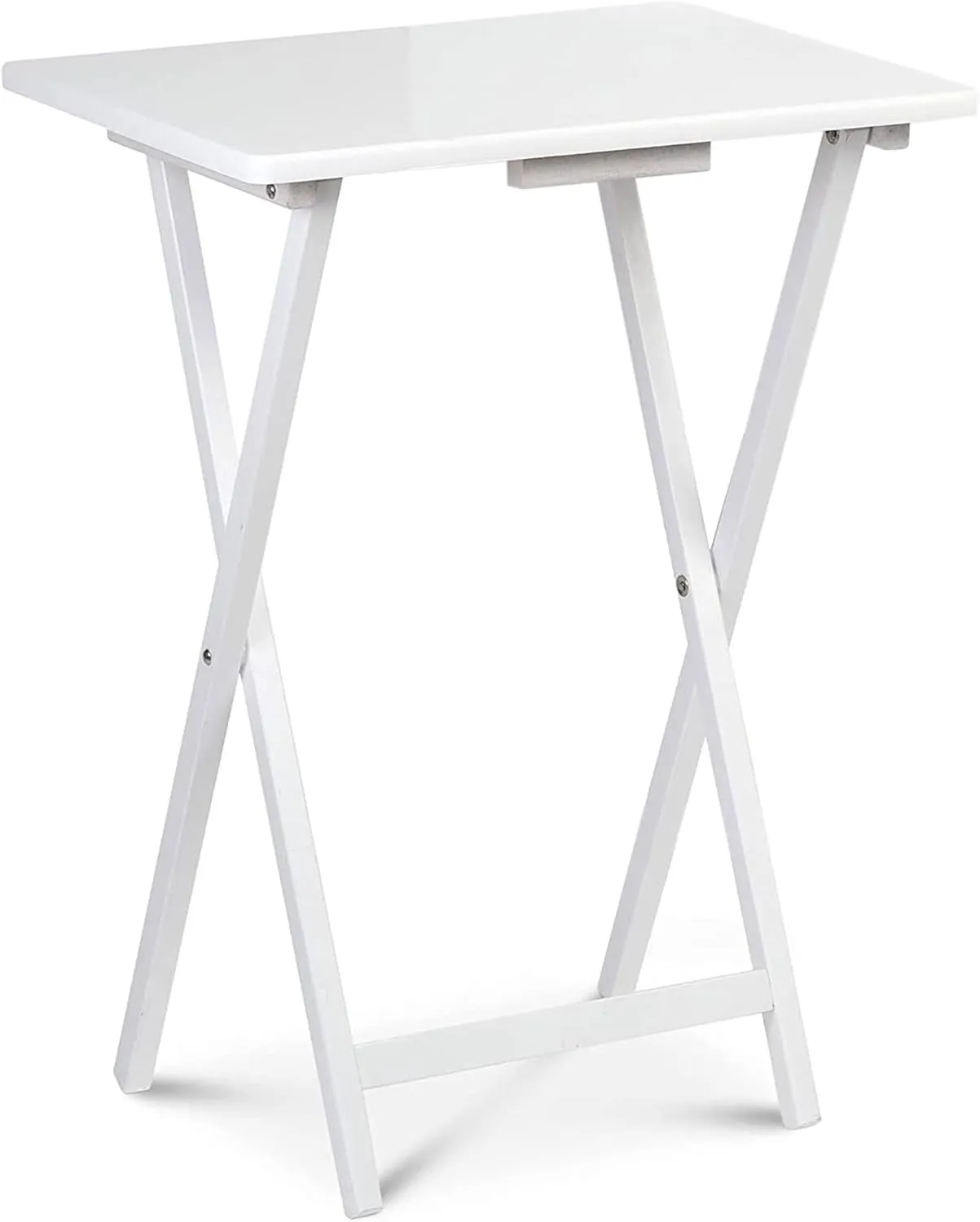 PJ Wood 2 Piece Set, Multifunctional Solid Wood TV Snack Tray Tables for Indoor Use, White