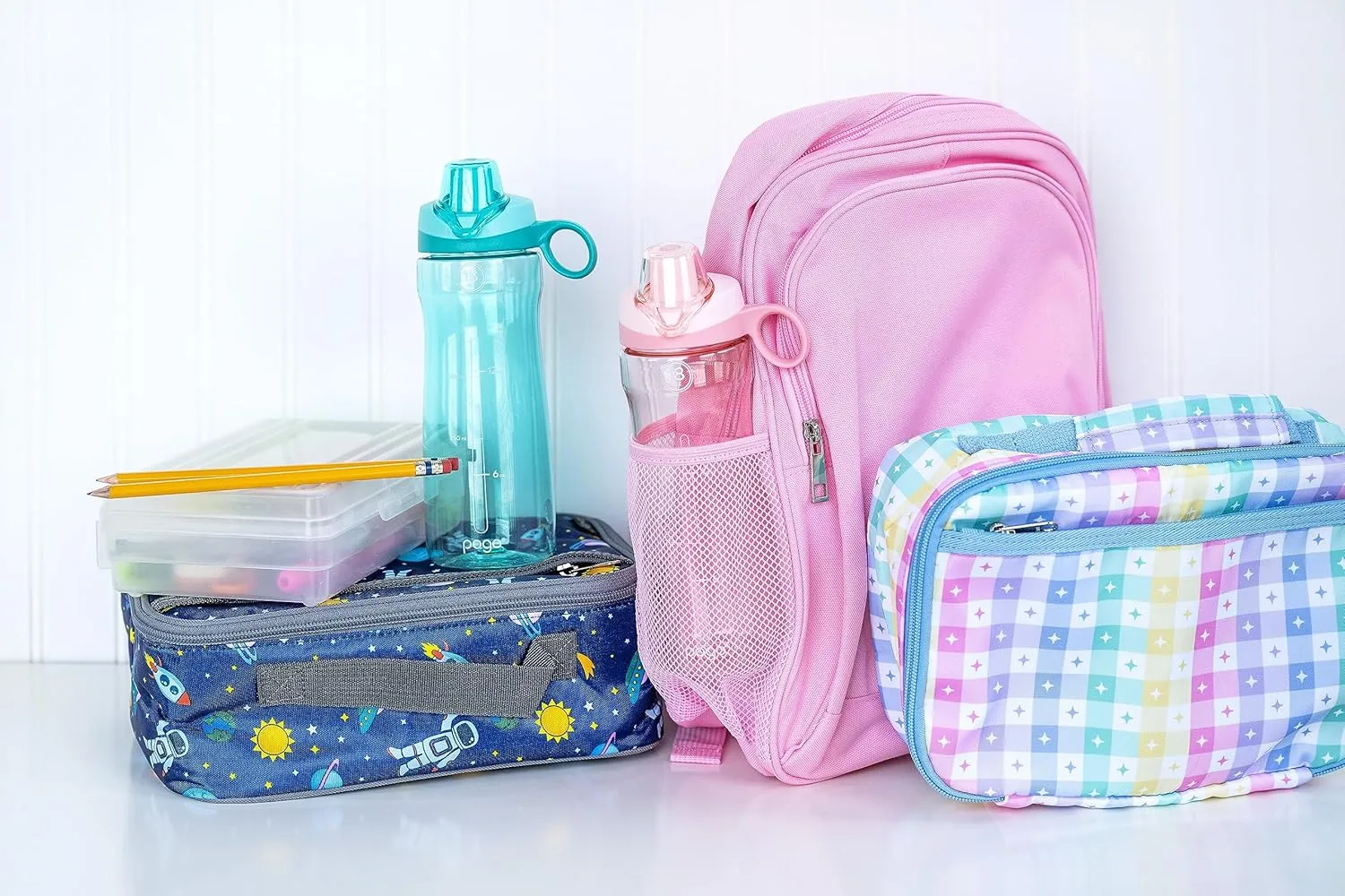Pogo 2-Pack Plastic Water Bottle with Carry Handle, Reusable, BPA Free, Dishwasher Safe, Perfect for Travel, School, Outdoors, and Gym | 18oz, 32oz
