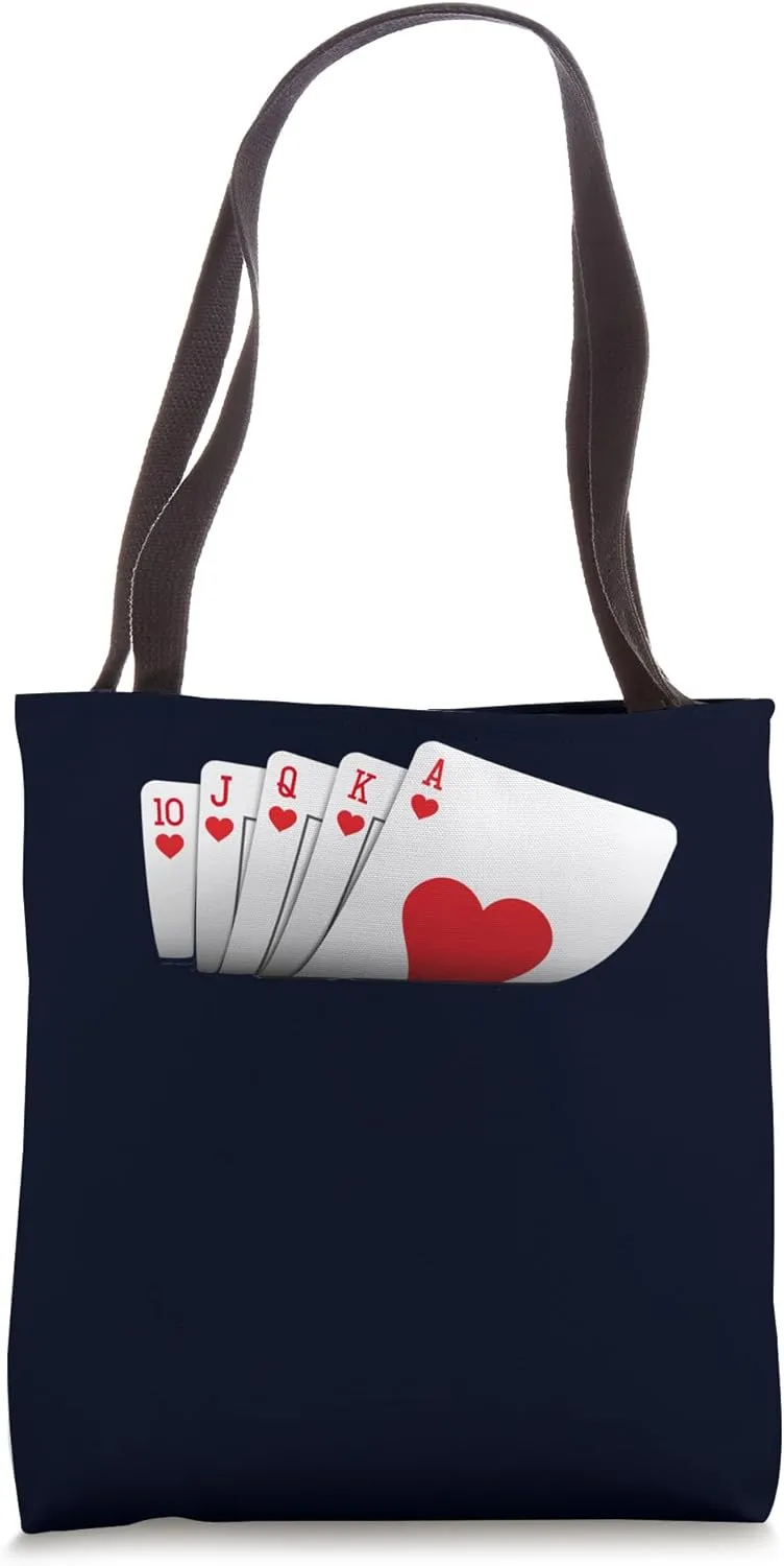 Poker Royal Flush Hearts Double Casino Card Game Lover Tote Bag