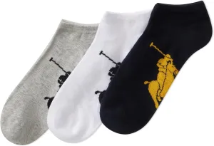 POLO RALPH LAUREN Classic Sport Big Pony Low Cut Socks - 3 Pair Pack - Soft and Lightweight Cotton Comfort
